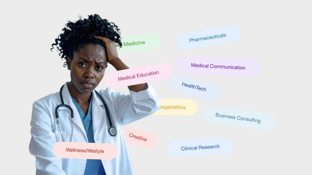 confused doctor think about career options for medical doctors